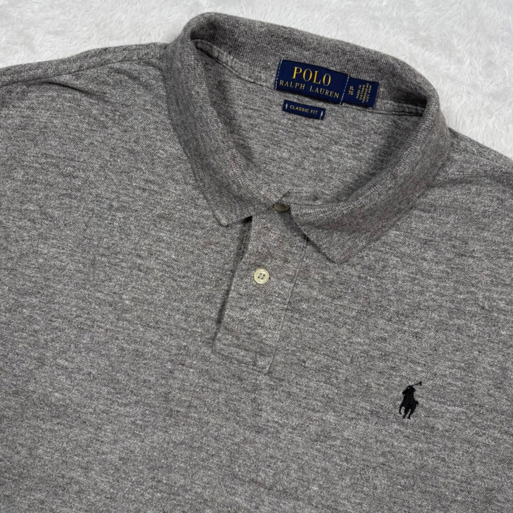Polo Ralph Lauren Polo Shirt Men XL Gray Heathered Short Sleeve PONY LOGO Preppy - Picture 3 of 11